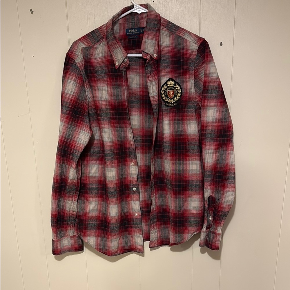 POLO Ralph Lauren Red and Black Plaid Flannel Shirt with Emblem